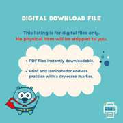 Digital - Instant Download 123 Tracing Worksheet